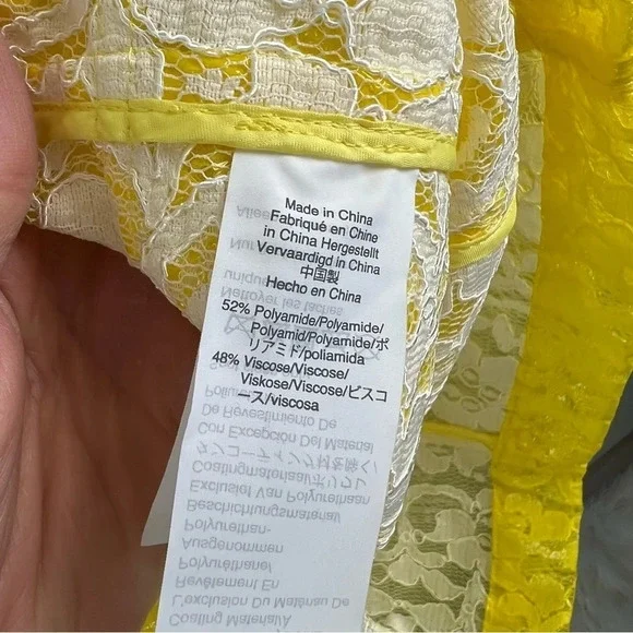 NWOT J. Crew Collection Yellow Coated Lace Jacket Coat Rain Spring Women’s XS - Picture 5 of 10